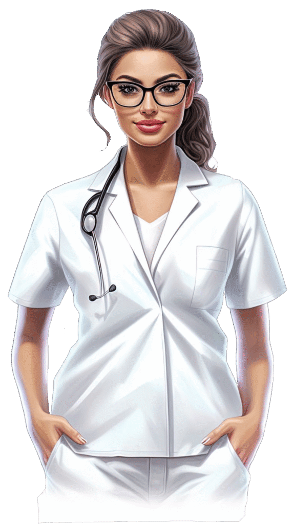 Secrétaire médicale en blouse blanche IA